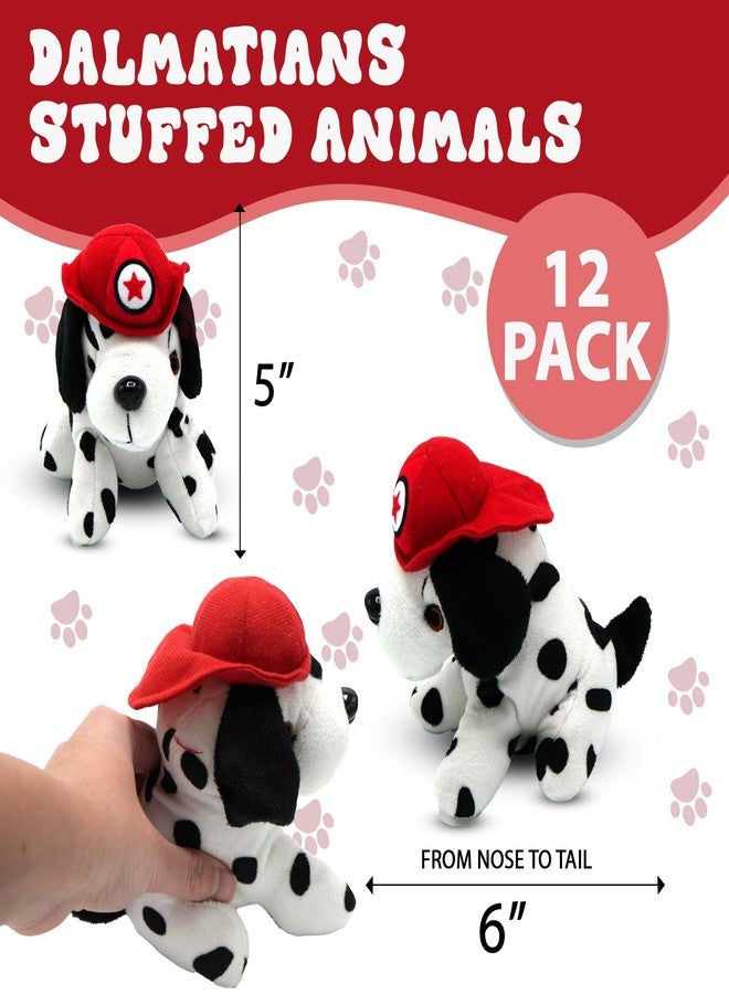 4E's Novelty 12 Pack Dalmatians Stuffed Animals - Soft Stuffed Dalmatian Dog Plush, 6” Small Dalmatian Puppy Plush with Fire Hat, Dalmatian Dog Toy for Kids, Birthday Party Favors - Image 3